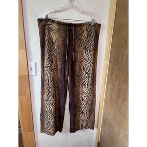 Leilani Mesh Animal‎ Print Wide Leg Pants M/L Brown Tiger Print Sheer Lounge